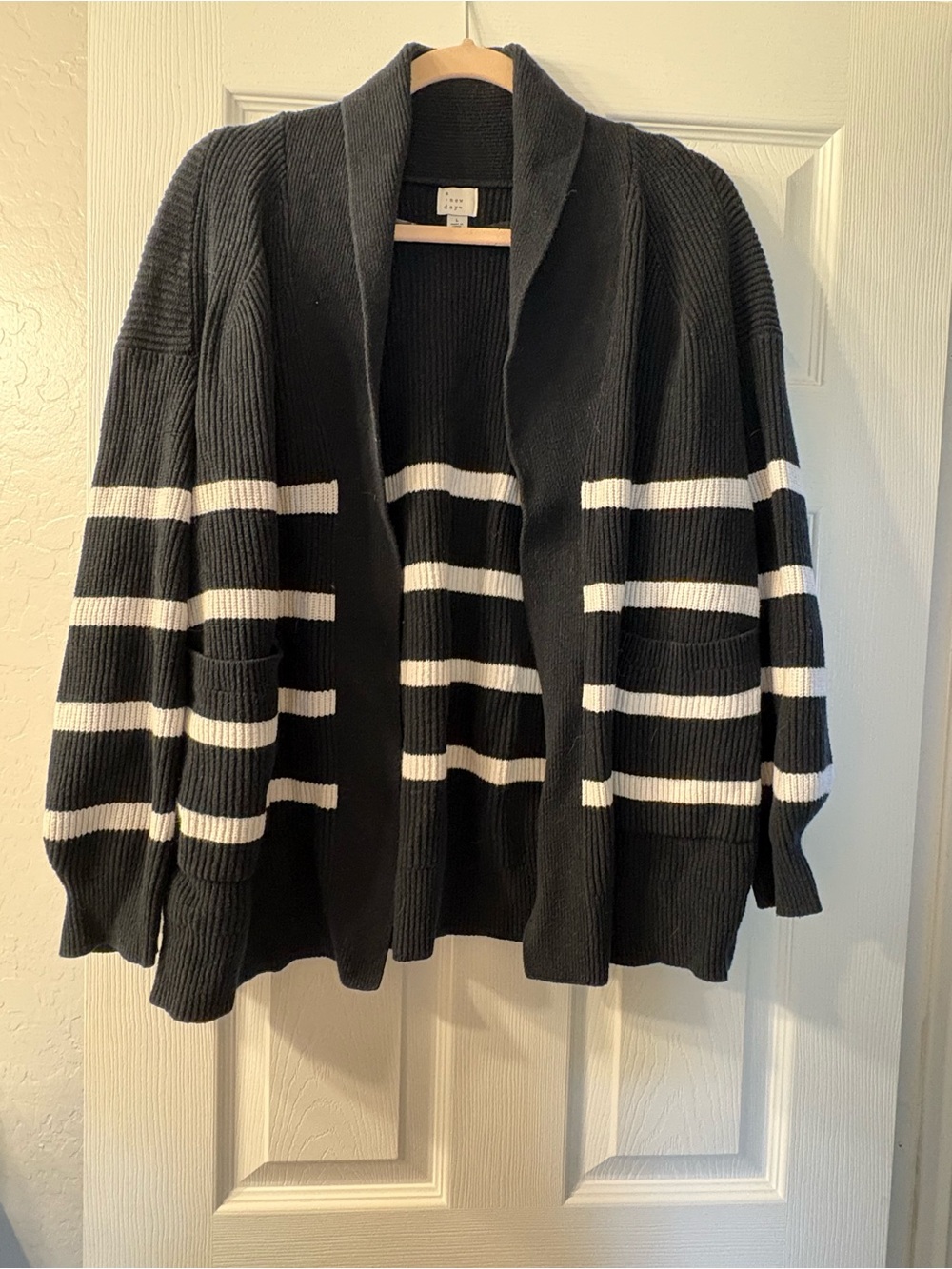 Black and White Striped Women's Cardigan